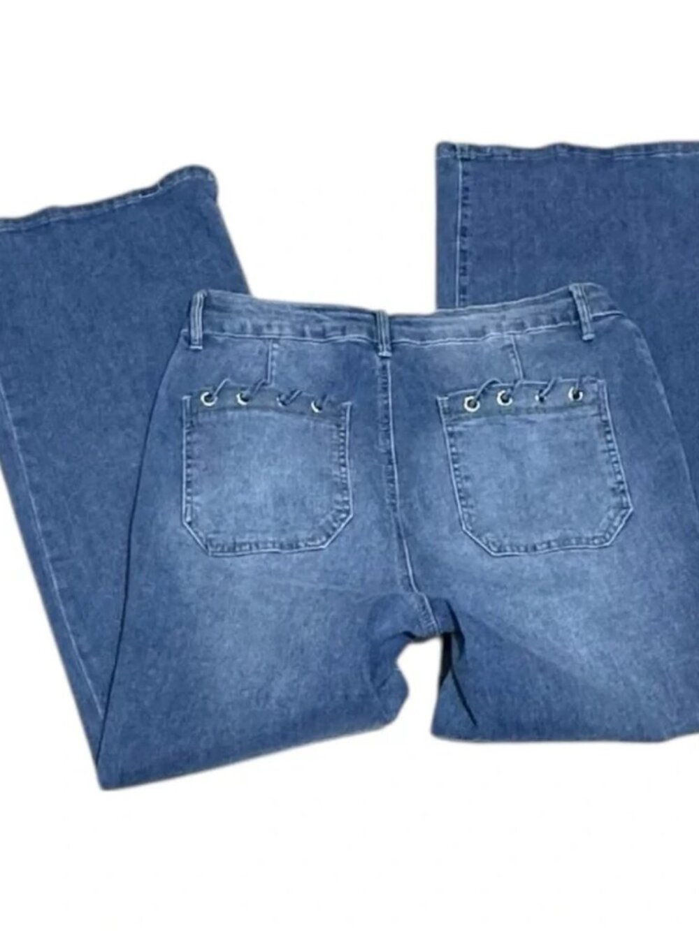 Revelation Women’s Denim Wide Leg Jeans Grommet Detail Size 10 - Picture 4 of 14